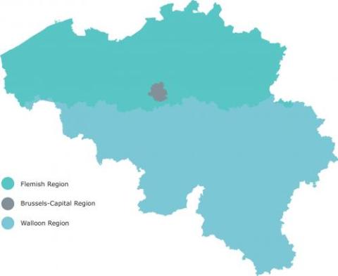 Map with the Belgian regions